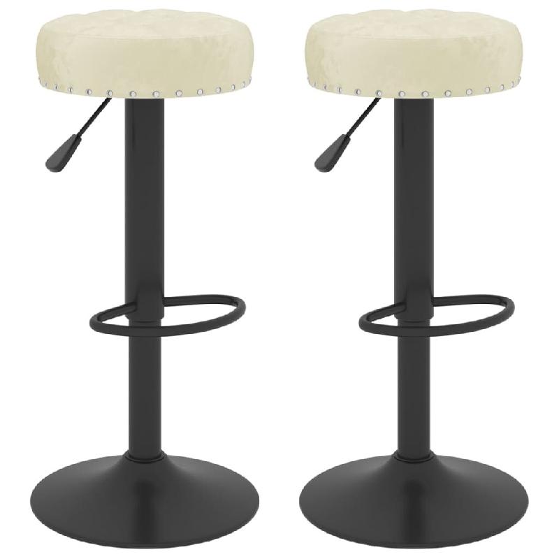 VidaXL Tabourets De Bar Lot De 2 Crème Velours - beige 332994_0