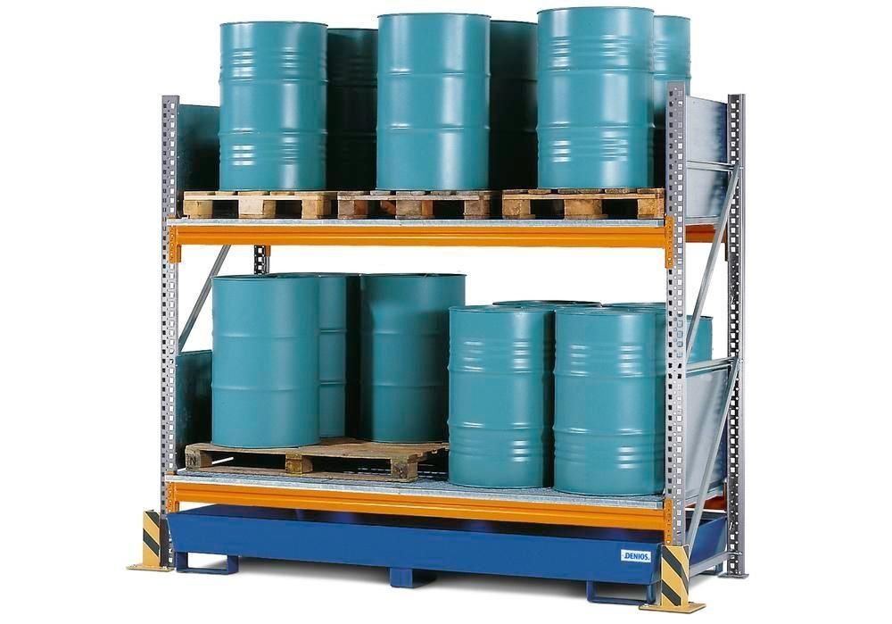241189W - Rayonnage combi 2 S16-L avec bac de rétention peint - Stockage de 16 fûts de 200L - Certifié EN ISO 3452-1_0