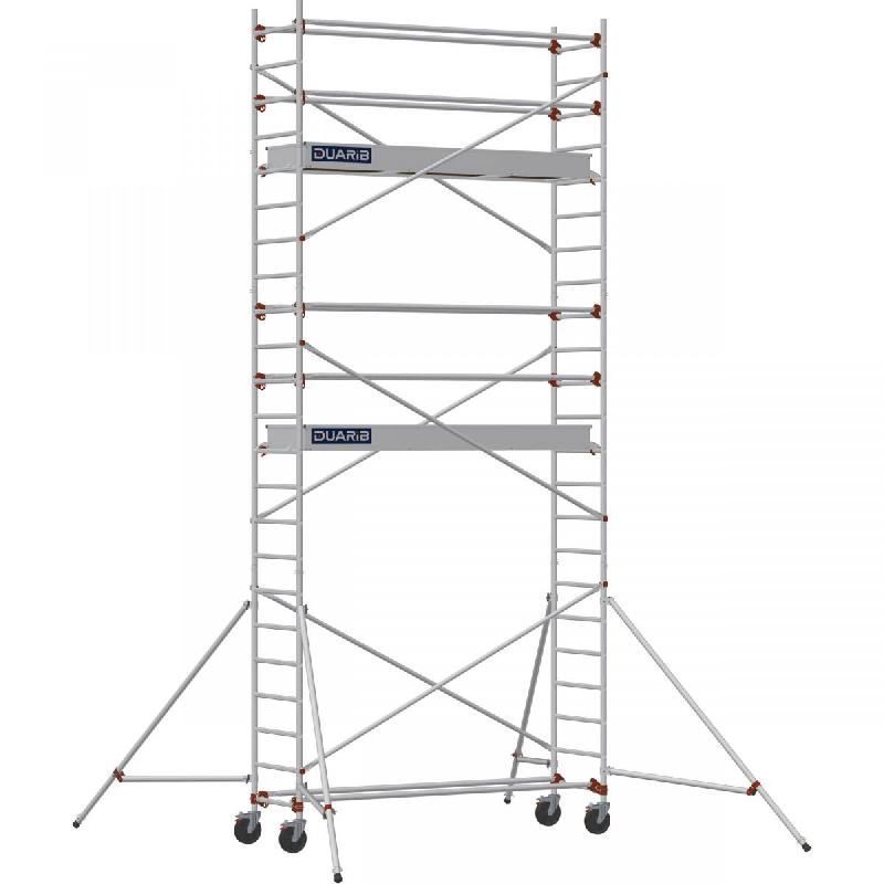 Échafaudage roulant aluminium AL 255 version standard - Hauteur de travail : 6,90 m - DUARIB - 613815_0