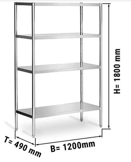 Étagères en inox 4 niveaux 1200x500mm_0