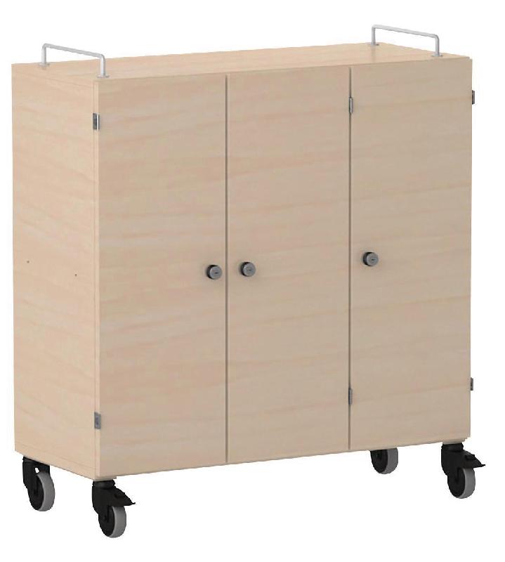 ARMOIRE BASSE SHIFT+ LANDSCAPE MÉLA. 9 CASES - 3 PORTES - ÉRABLE - VERT CLAIR - MANUTAN COLLECTIVITÉS