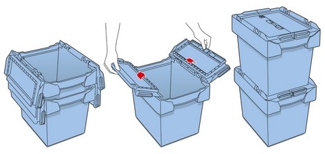 Bac plastique gerbable - couvercle papillon à charnières - empilable_0