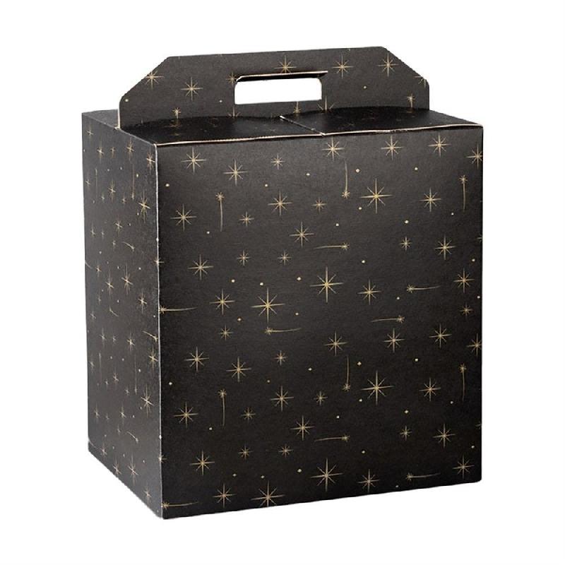 Boite 4 bouteilles à poignée carton noir motif constellation 28x20x35cm par 50_0