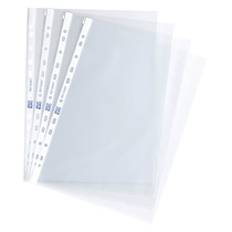BOÎTE DE 100 POCHETTES TRANSPARENTES PERFORÉES GRAINÉES EN POLYPROPYLÈNE 7/100E - MAXIBURO