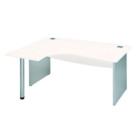 BUREAU COMPACT EXCELLENS L 160 CM RETOUR GAUCHE PIÈTEMENT PLEIN BLANC