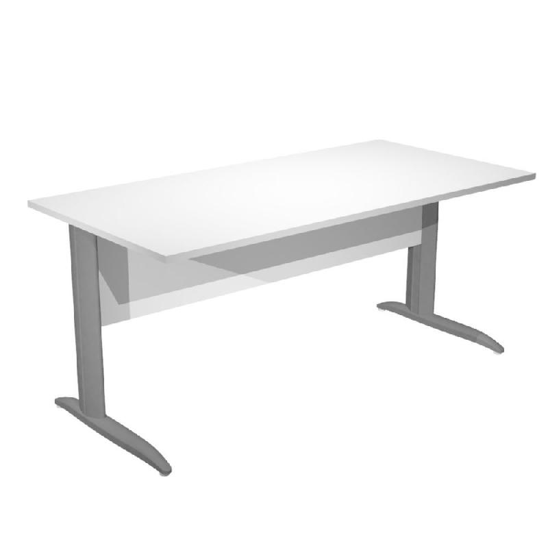 BUREAU DROIT PRONTO METAL - L.160 X P.80 CM - PLATEAU BLANC - PIEDS METAL ANTHRACITE