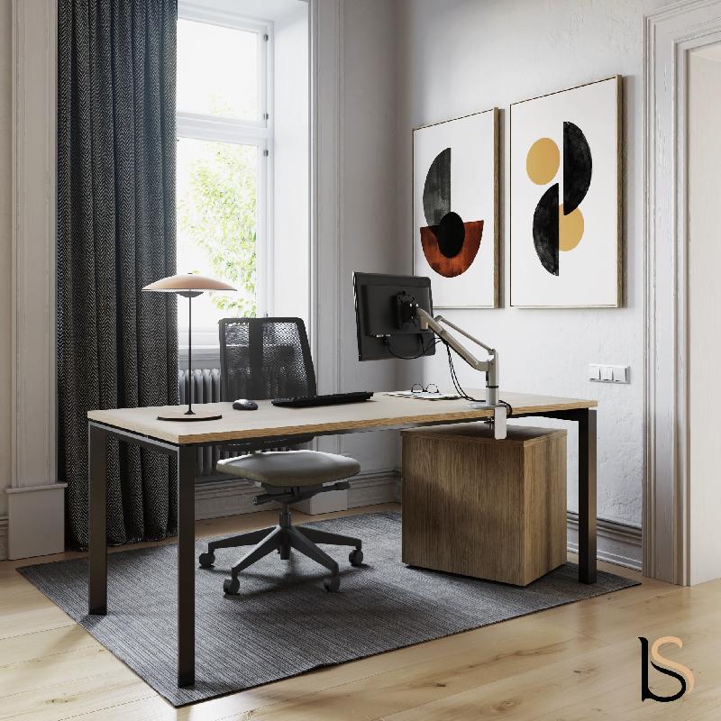 Bureau individuel Star- Mobel Linea - 160, Anthracite, Acacia foncé_0