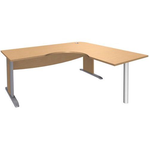 BUREAU SYMÉTRIQUE PIED L MÉTAL+VDF 160X160 HÊTRE/ ALUMUINIUM - MANUTAN EXPERT