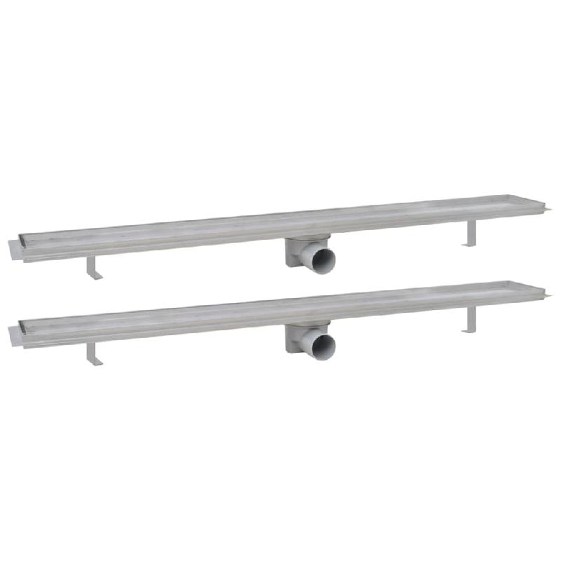 Caniveau drain de douche linéaire en acier inoxydable - 103 cm - 2 pièces - Modèle Insert de carrelage - Débit 40 L/min_0
