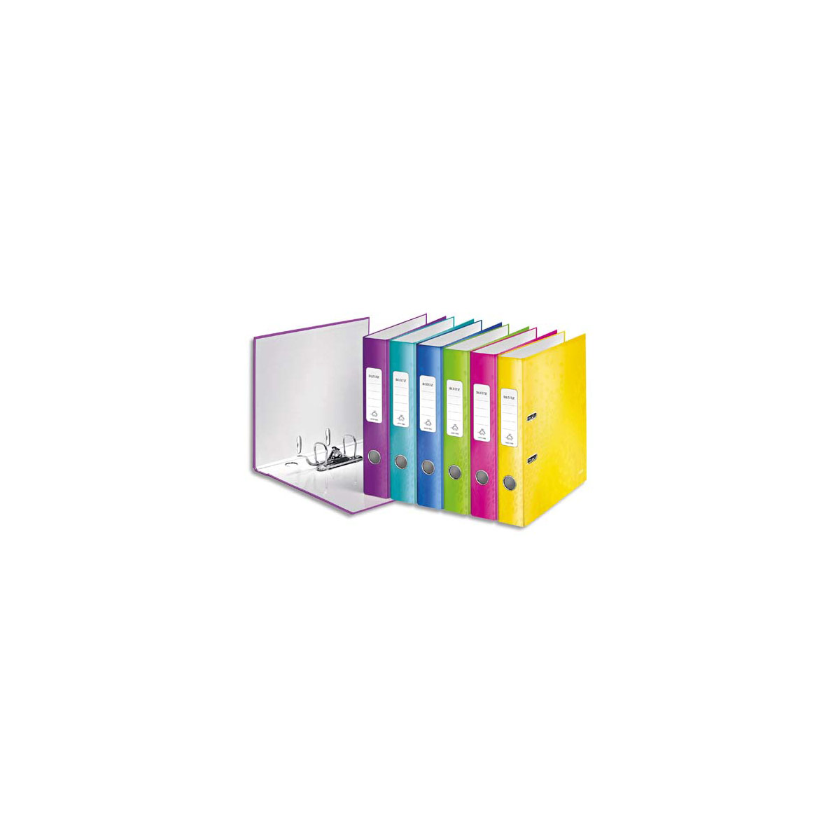 CLASSEUR A LEVIER LEITZ WOW 180° - CARTON PELLICULE - DOS 5CM - COLORIS ASSORTIS - LOT DE 10