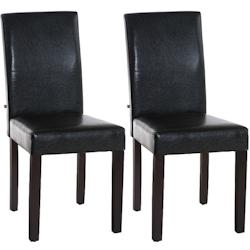 CLP Lot de 2 Chaises de salle à manger Ina similicuir avec pieds en Bois Marron/Marron foncé - marron polyester 181062603_0