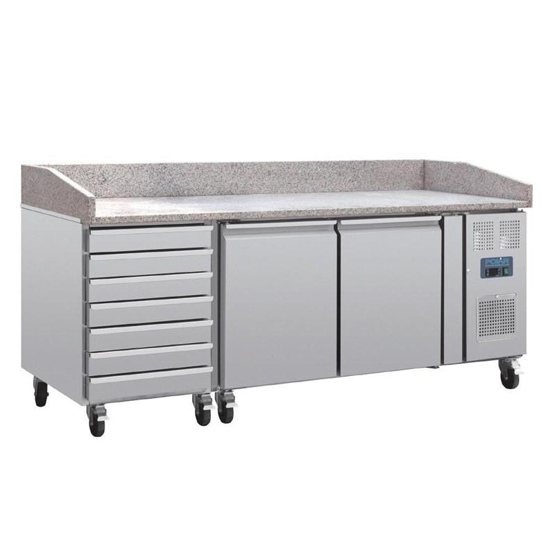 Comptoir à pizza 2 portes avec dessus granit 7 tiroirs à patons serie U 290L UA080 Polar_0