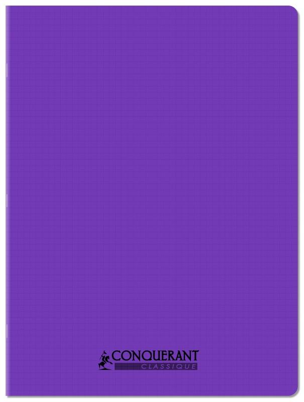 CONQUERANT Lot de 10 Cahier Classique PP piqué 24x32, 96p./48 feuilles 90g/m², quadrillé 5x5, coloris violet - 3020120259147_0