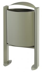 Corbeille publique 40L - modèle Arkéa gris ciment 7033 - acier traité anticorrosion et poudré anti-UV_0