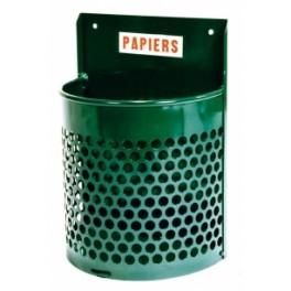 Poubelle publique décorative demi-ronde en acier - 30 litres - fixation murale ou sur pied_0