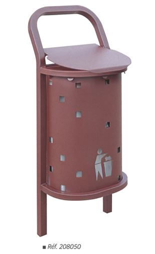 Corbeille publique Conviviale 50L - Tubes en acier 40x40mm - Version standard et Vigipirate_0