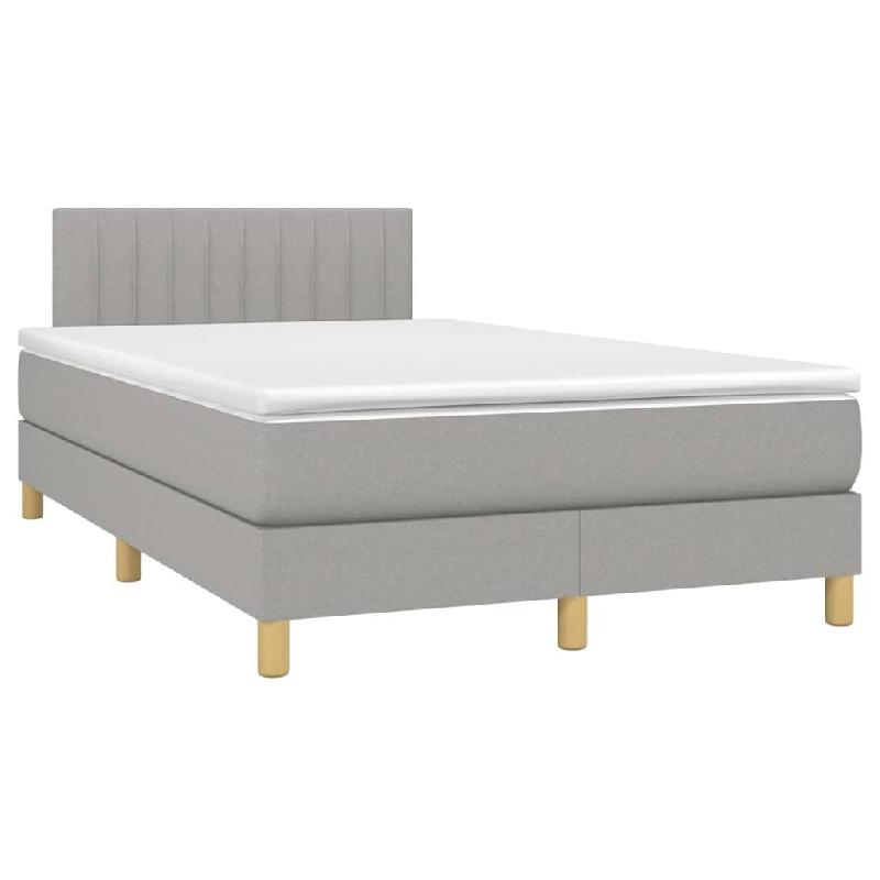 Décoshop26 - Cadre de lit LED avec sommier tête de lit matelas surmatelas 120x200 cm tissu gris clair TDL0207892 - gris 3001242788005_0