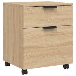 Décoshop26 - Caissons à tiroirs meuble de bureau mobile sur rourlettes MDF couleur chêne sonoma 45 x 38 x 54 cm DEC024563 - 3000254774679_0