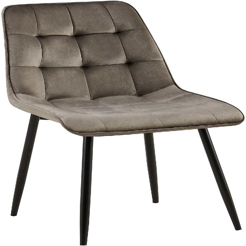 Décoshop26 - Chaise de salle à manger x1 coutures décoratives carrées en velours anthracite cadre métal noir 10_0007200 - noir métal 3000265986986_0
