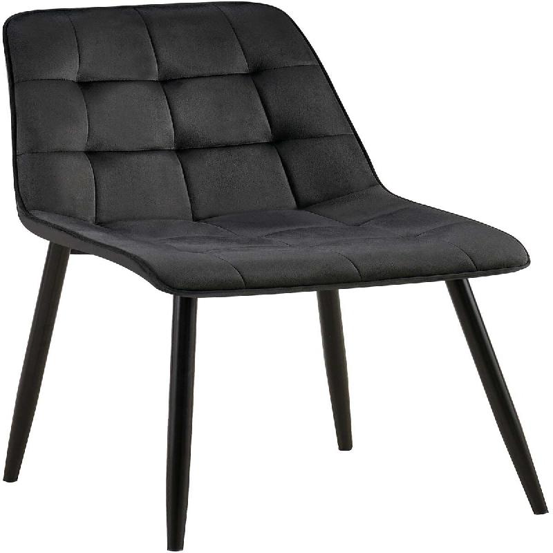 Décoshop26 - Chaise de salle à manger x1 coutures décoratives carrées en velours noir cadre métal noir 10_0007204 - noir métal 3000265989109_0
