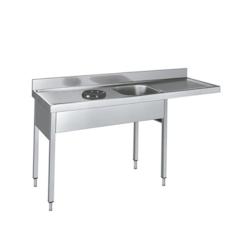 Distform Plonge inox 1 bac et orifice vide-déchets avec passage lave-vaisselle P 700 mm-bac à droite longueur 1800 mm - QBADL718_0