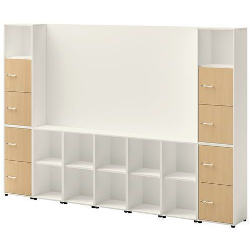 ENSEMBLE MEUBLE TV ET RANGEMENT IVO N°2 BLANC/PORTE CHÊNE - QUADRIFOGLIO