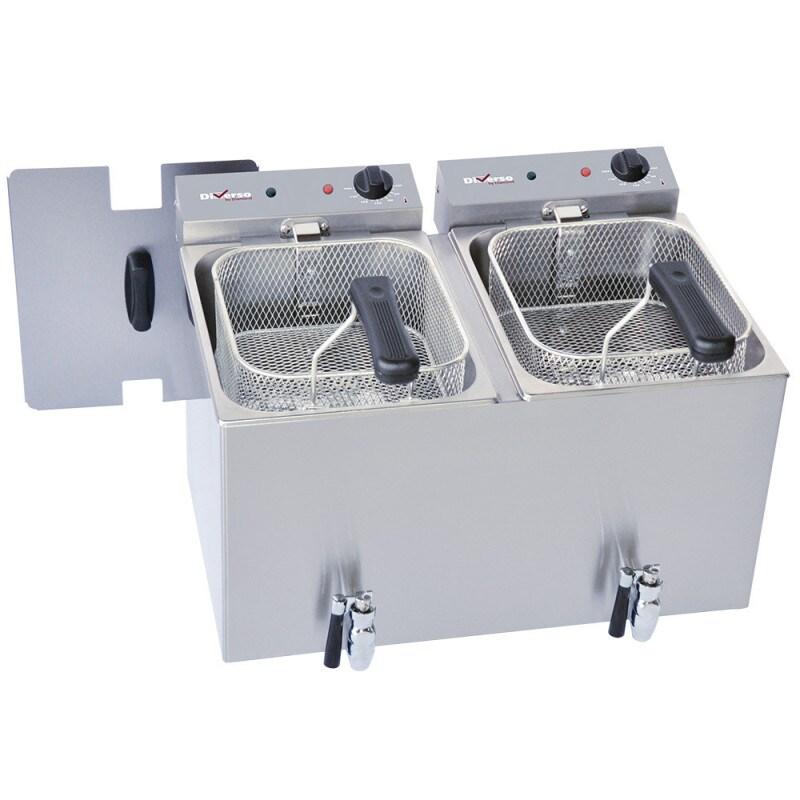 Friteuse de table électrique 2x8 litres + robinet - Diverso - 0605848054286_0