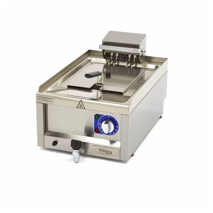Friteuse professionnelle 10 L - 400V - avec robinet de vidange, inox – Maxima_0