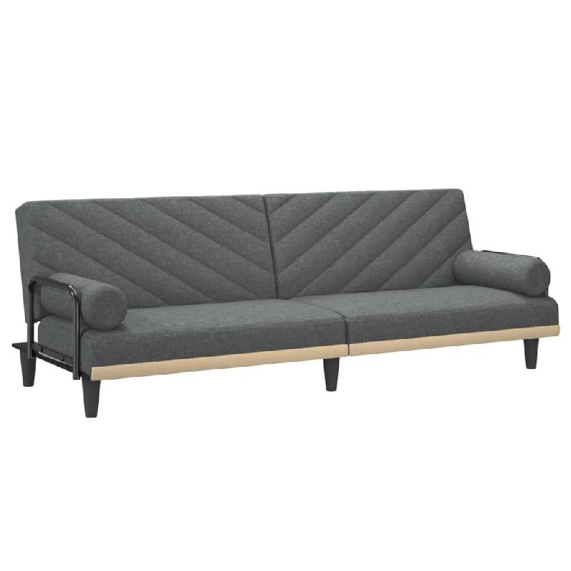 Helloshop26 - Canapé-lit avec accoudoirs 205 x 89 x 70 cm tissu gris foncé 02_0019842 - gris polyester 3001030588008_0