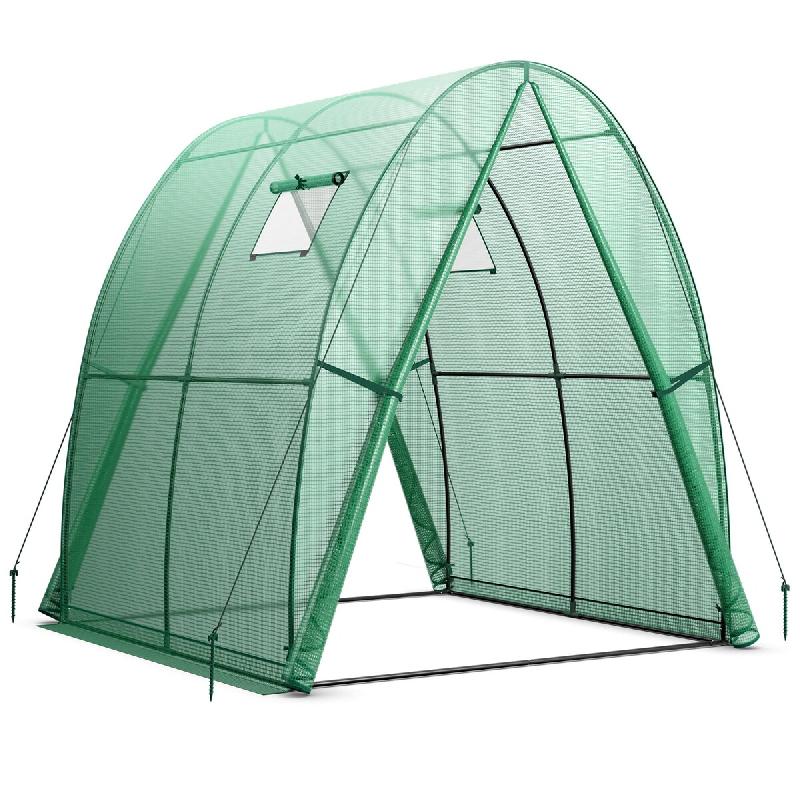 Helloshop26 - Serre tunnel 181 x 181 x 200 cm avec 2 portes zippées et 2 fenêtres moustiquaires en vert PE 20_0019451 - vert 3000232951221_0