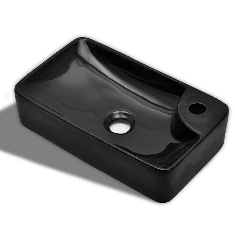 Helloshop26 - Vasque à trou pour robinet  pour salle de bain lavabo 44 x 25 cm céramique noir 02_0002510 - 3000100071532_0