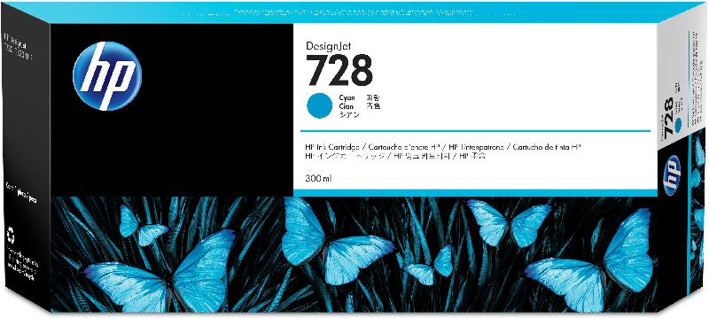 HP 728 DesignJet cartouche d'encre cyan, 300 ml_0