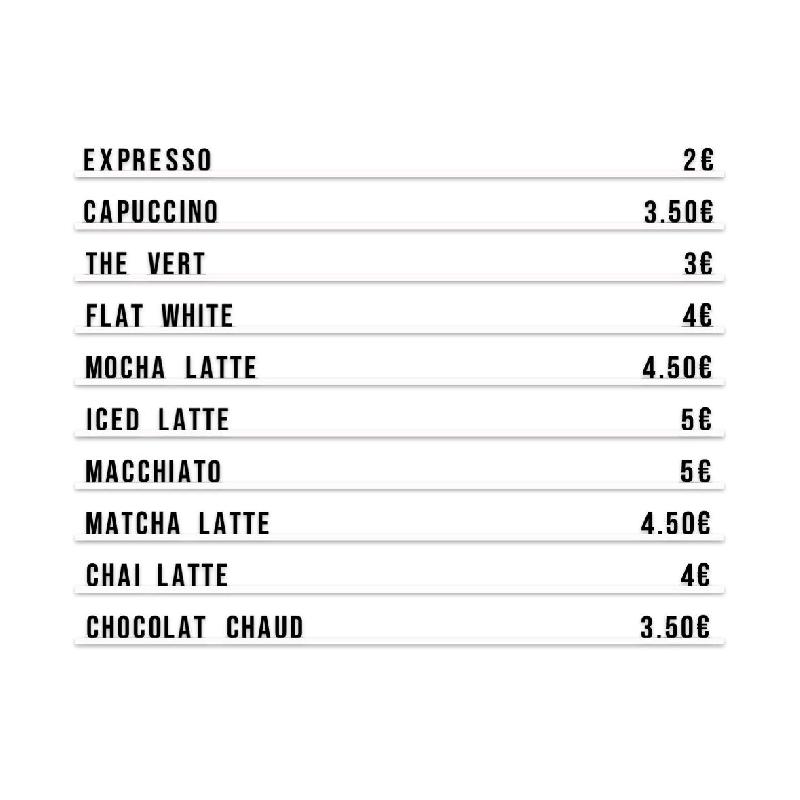 Hungry Club Letter Board « Le Minimaliste » - Lettres noires - Rails blancs - Big pack - plastique LB-M-LN-RB-BP_0