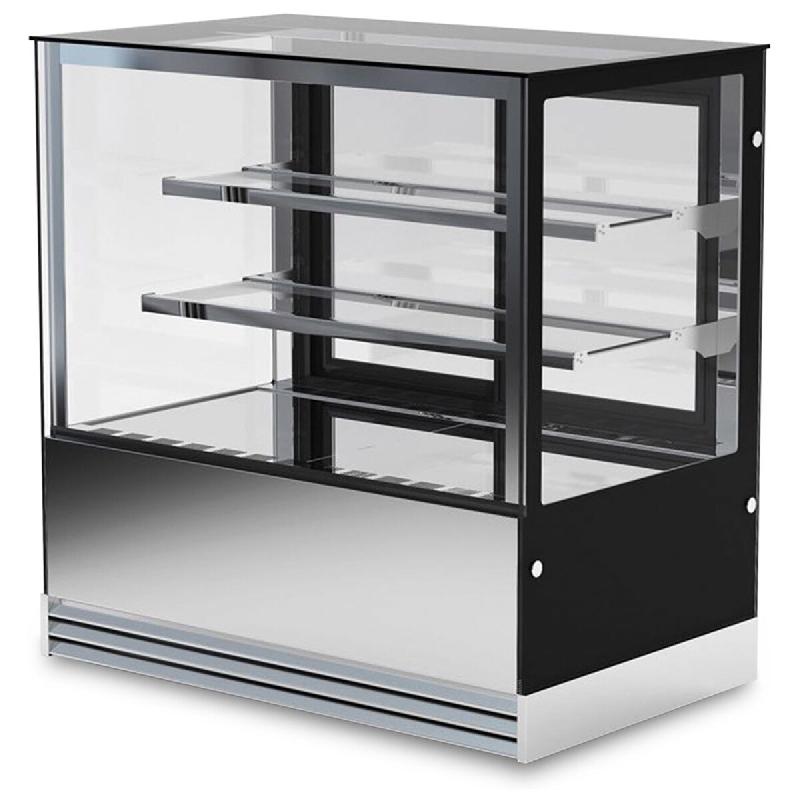 KLIMAITALIA Vitrine de pâtisseries ventilée inox et verre trempé. Portes coulissantes et lumières LED. Thermo num. T° +2°C/+10°C. Mod. DELUXE15_0