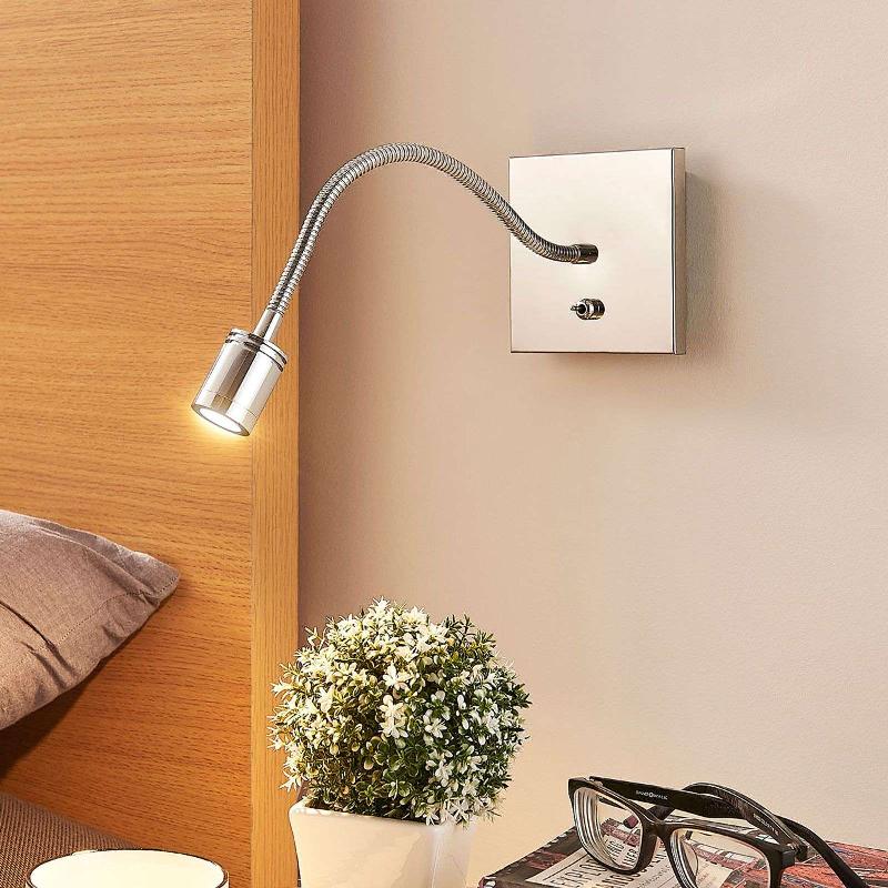 LINDBY LAMPE DE LECTURE MURALE CHROMÉE BERFIN, LED