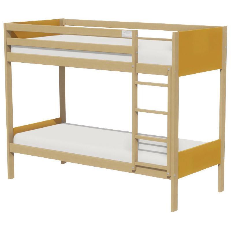 LIT SUPERPOSÉ IDENTITÉ TÊTE/PIED PANNEAU SOMMIER AGGLO 90X200 CM ARGENT/ORANGE - MANUTAN COLLECTIVITÉS