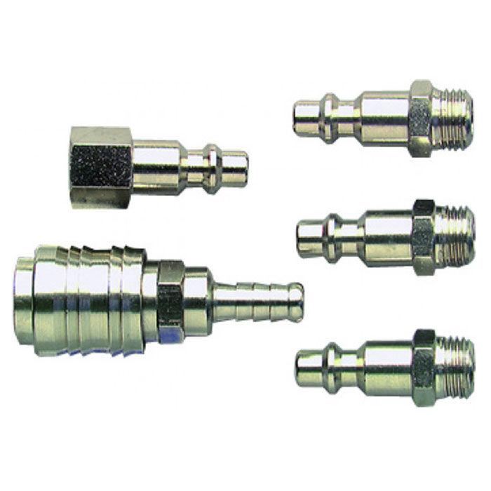 Lot de 5 raccords rapides pneumatiques pour air comprimé - Kit de raccordement avec coupleurs 1/4