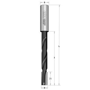 MÈCHE CMT À MORTAISER CARBURE - DIAMÈTRE 16 MM - QUEUE DE 16MM