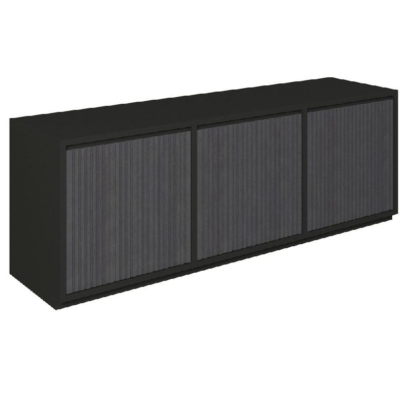 Meuble Vertigo T01 2 portes 2 tiroirs MDF noir et noir 180x47x60 cm_0