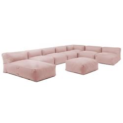 Oviala Business Salon de jardin modulable 8 places rose poudré - rose polyester 115054_0