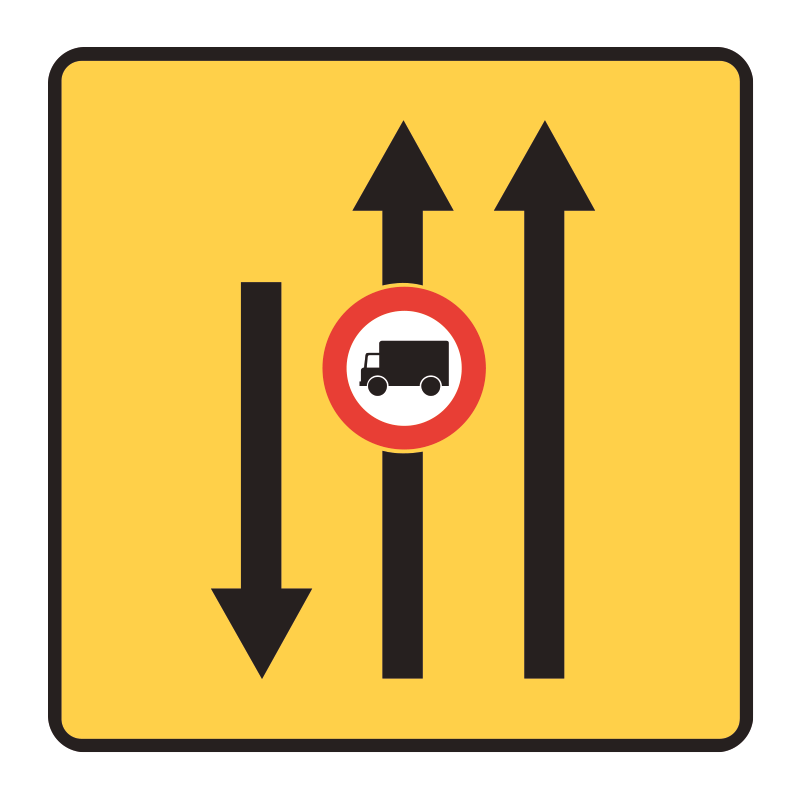 Panneau de voirie temporaire KD9 ex2 - Changement de chaussée ou de trajectoire_0