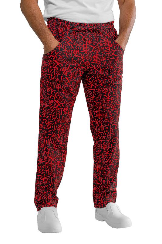 PANTALON CUISINIER JAPONAIS ROUGE ET NOIR