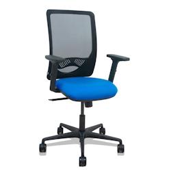 Piqueras y Crespo Silla Zulema sincro malla negra asiento bali azul brazos 2D ruedas 65mm - bleu multi-matériau 390SM840B229B2DB68R65_0