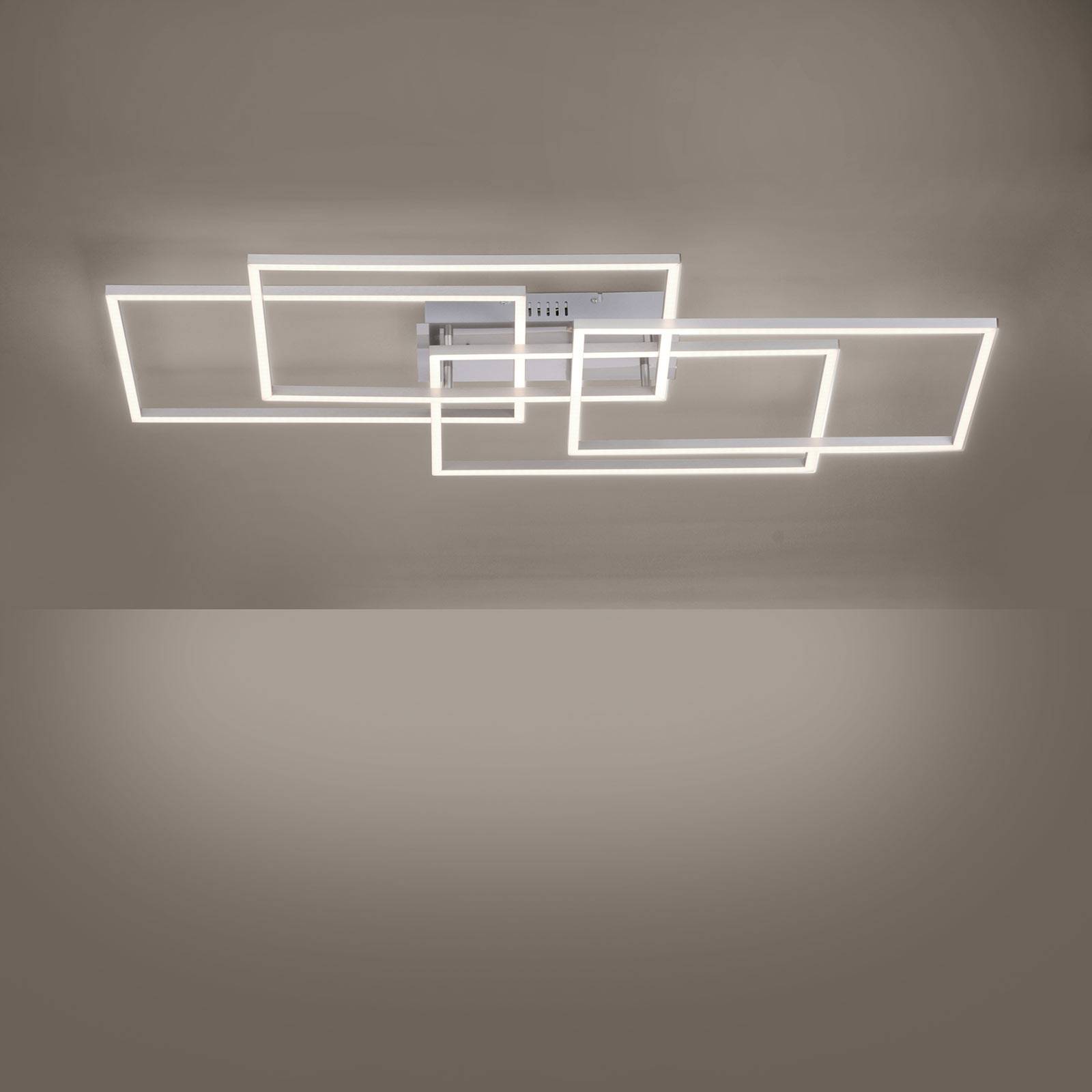 JUST LIGHT. PLAFONNIER LED IVEN, DIM, ACIER, 95X51,5CM