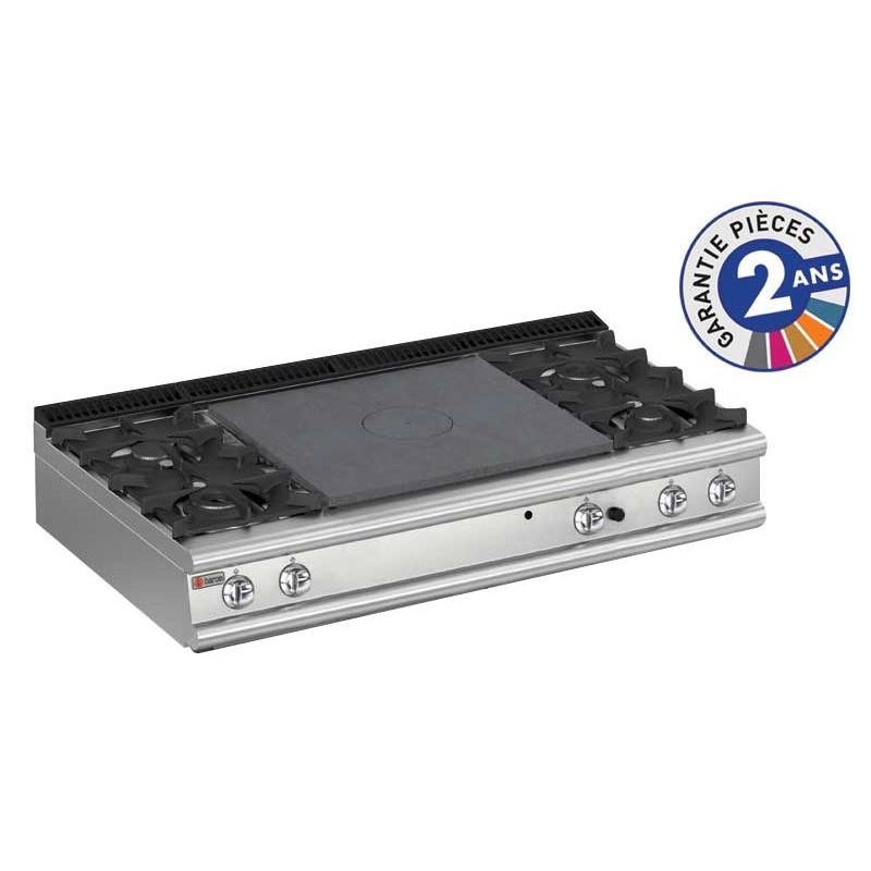 Plaque de cuisson top 4 feux vifs gaz + plaque coup de feu gamme 700