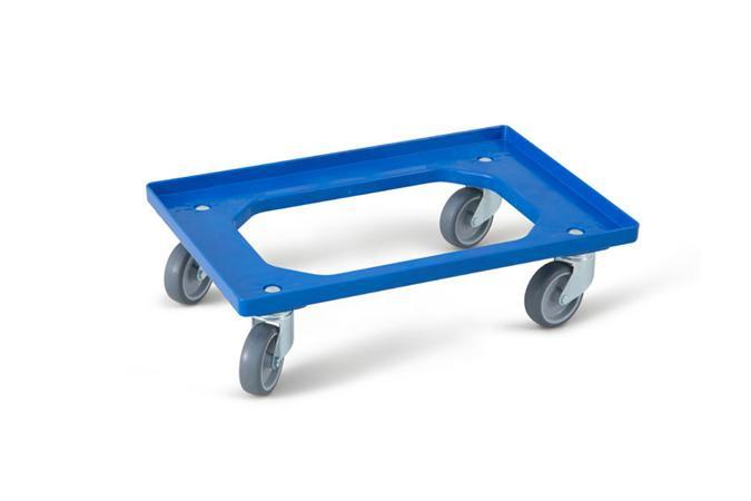 Plateau roulant pour bac Euronorm 600x400 mm - Bleu - 4 roues pivotantes - Marque Rolléco_0