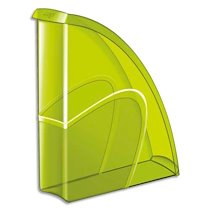 PORTE-REVUES HAPPY EN POLYSTYRÈNE TRANSLUCIDE - DIMENSIONS H31 X P27 CM, DOS 8,5CM. COLORIS VERT - LOT DE 3