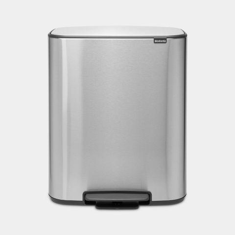 Poubelle à pédale Bo -2 x 30 litres - Matt Steel Fingerprint Proof pour tri sélectif et hygiène parfaite_0