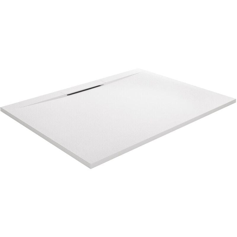 Receveur De Douche Extra Plat Blanc 120x80 Cm - Antidérapant, Kit Complet Avec Evacuation