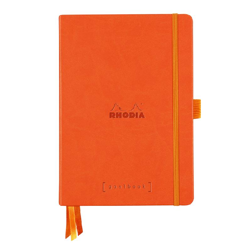 RHODIARAMA GOALBOOK REMBORDÉ RIGIDE A5 240 PAGES DOT PAPIER IVOIRE 90G - TANGERINE